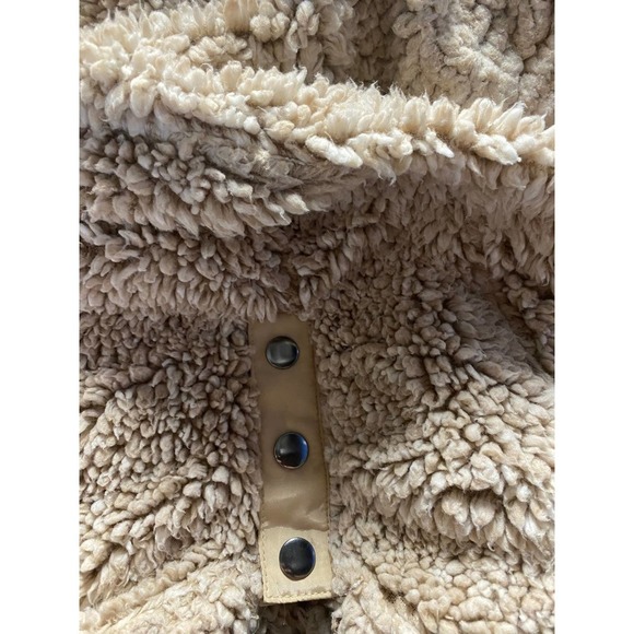 CoffeeShop Womens sz L Sherpa Pullover Tan Faux Fur New York Boutique hoodie - Picture 4 of 6